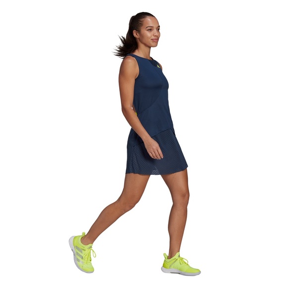 ADIDAS Size S Women's HEAT.RDY Mesh Navy Blue Sleeveless Open-back Tennis Dress - Picture 2 of 10